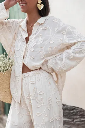 Embroidered Linen Two-Piece Set