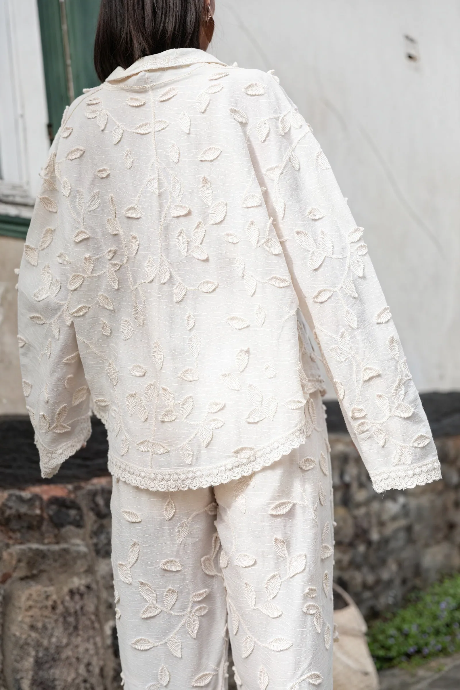 Embroidered Linen Two-Piece Set