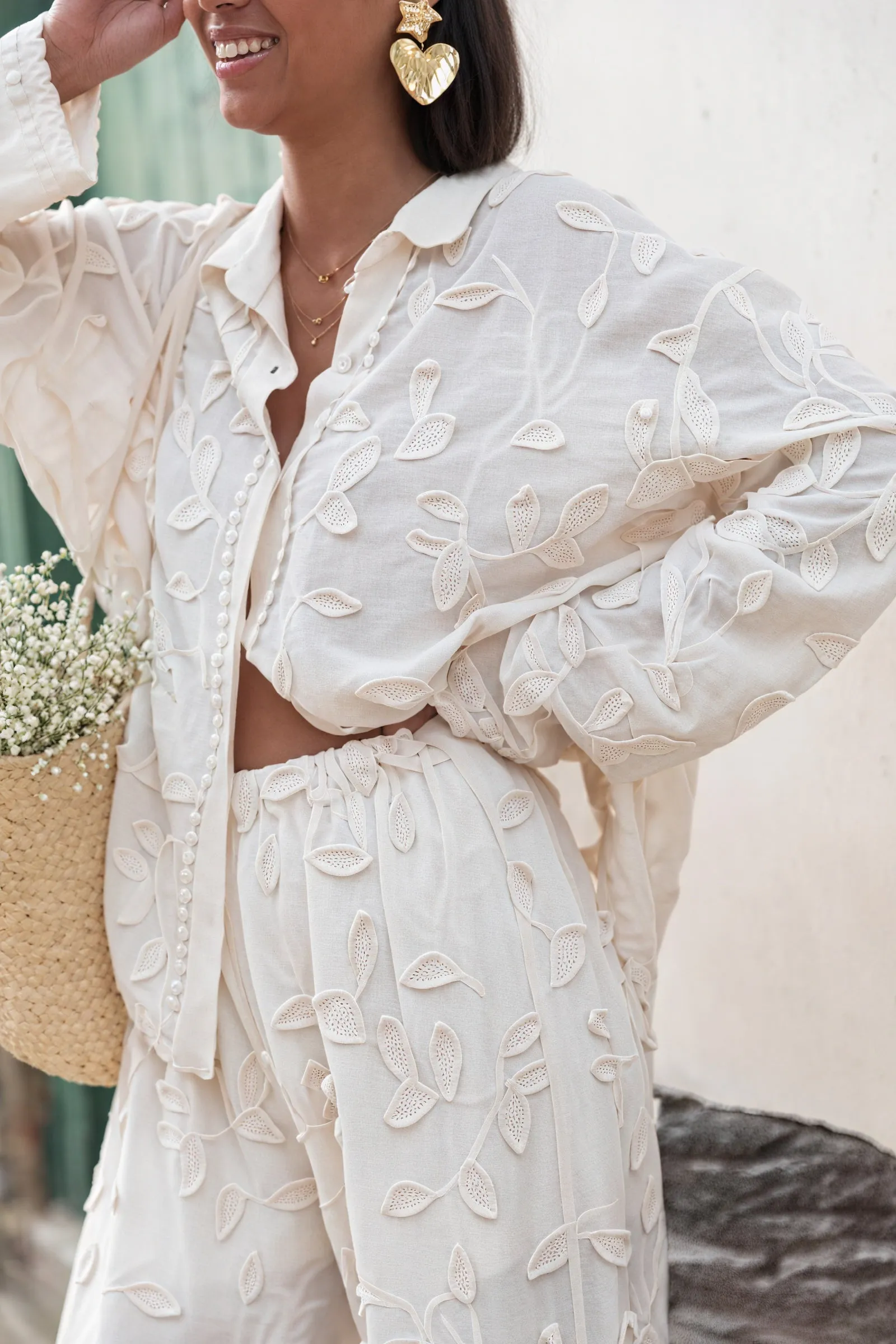 Embroidered Linen Two-Piece Set
