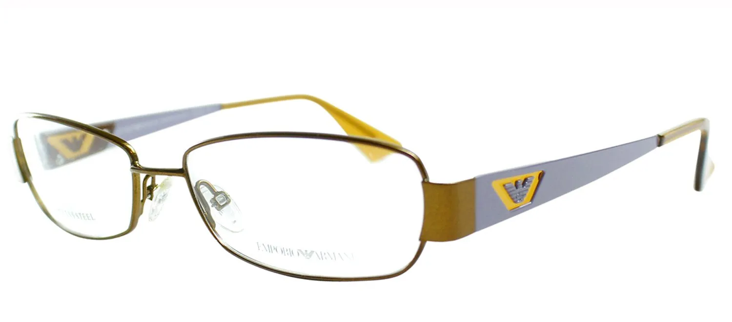 Emporio Armani EA 9669 UTR Rectangle Metal Brown Eyeglasses with Demo Lens