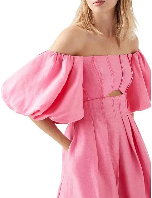 Eugenie Off Shoulder Midi Dress | French Rose Pink