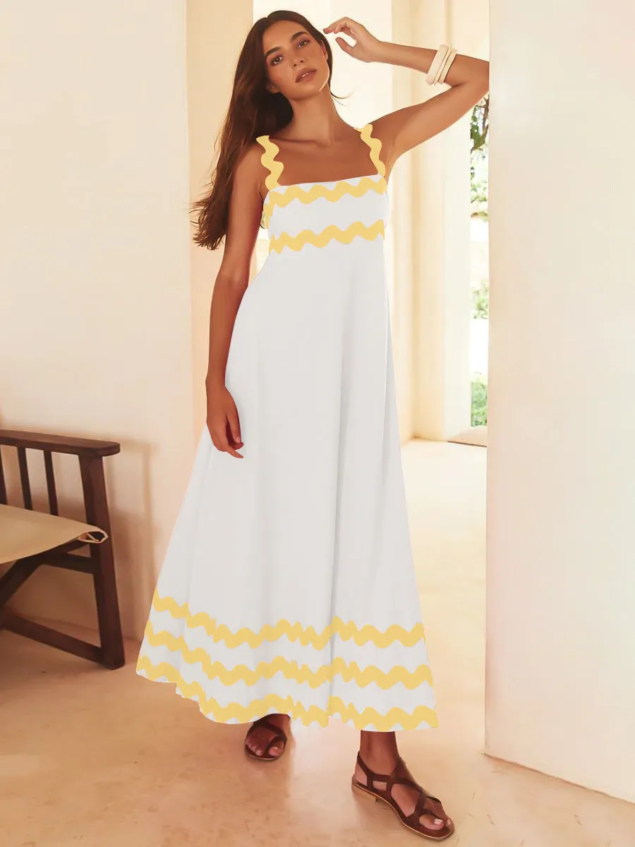 European and American Women's Clothing 2025 Spring/Summer New Suspender Long Dress Fashion Temperament Printed Long Dress