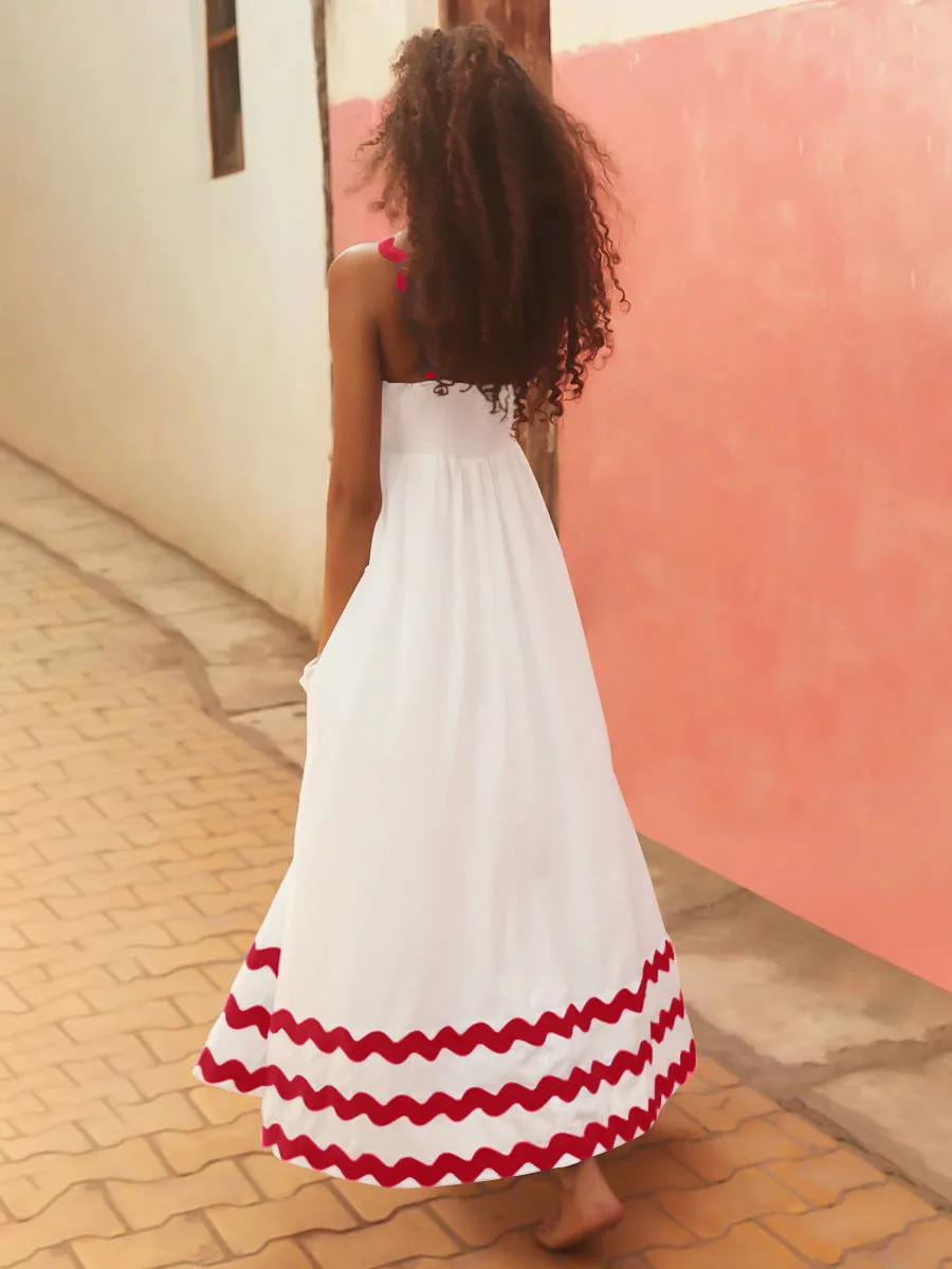 European and American Women's Clothing 2025 Spring/Summer New Suspender Long Dress Fashion Temperament Printed Long Dress
