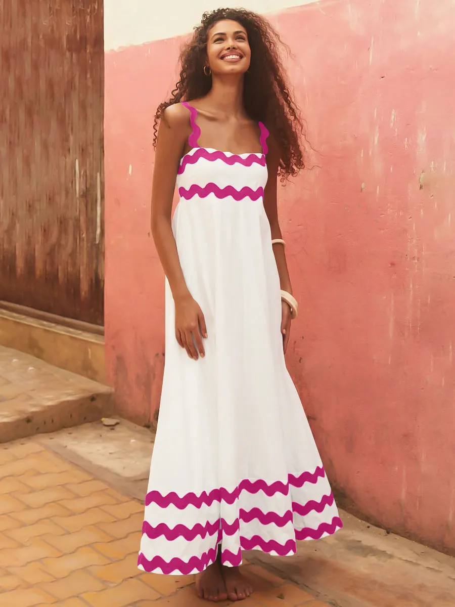 European and American Women's Clothing 2025 Spring/Summer New Suspender Long Dress Fashion Temperament Printed Long Dress