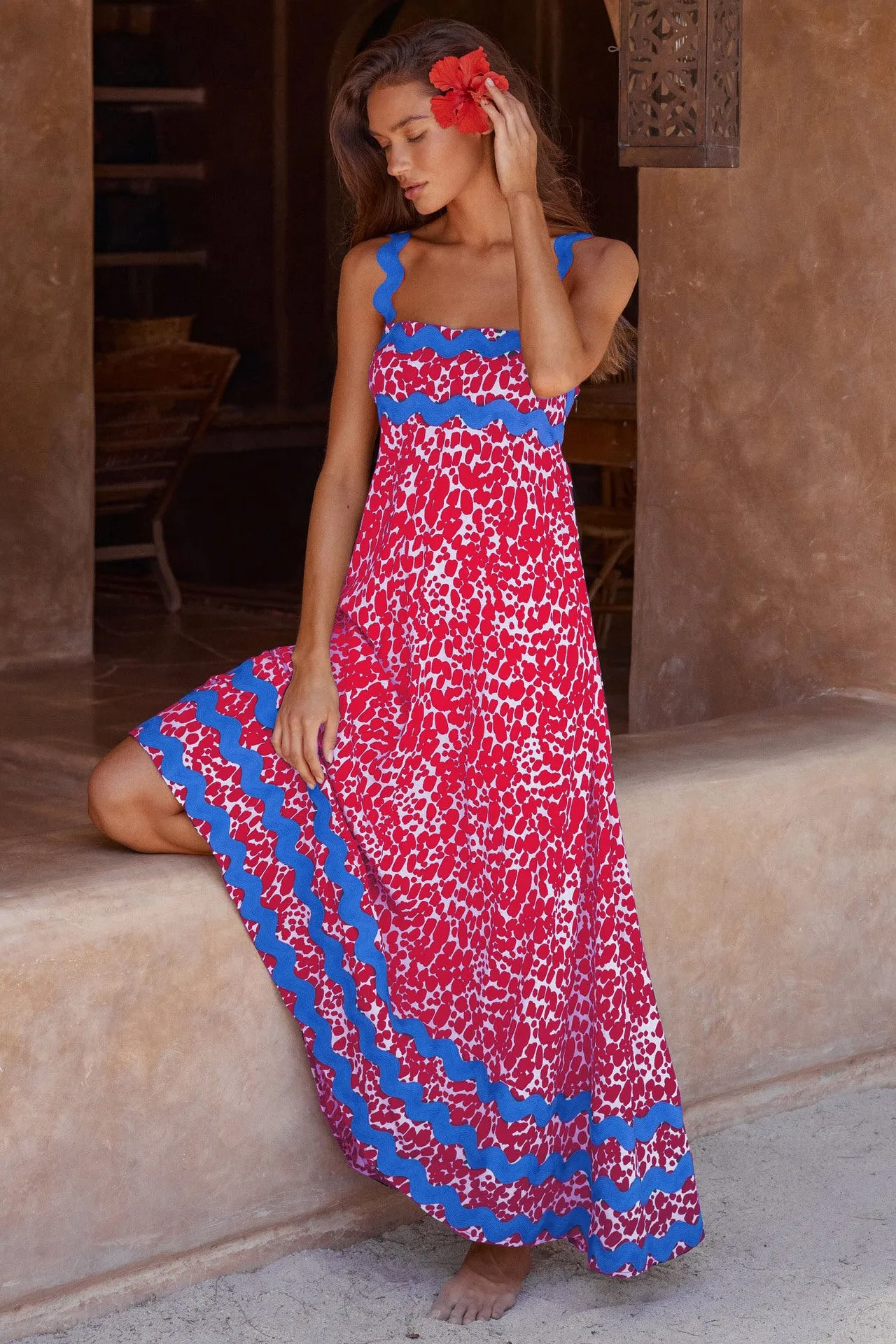 European and American Women's Clothing 2025 Spring/Summer New Suspender Long Dress Fashion Temperament Printed Long Dress