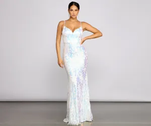 Fallon Sleeveless Sequin Charming Mesh Formal Dress