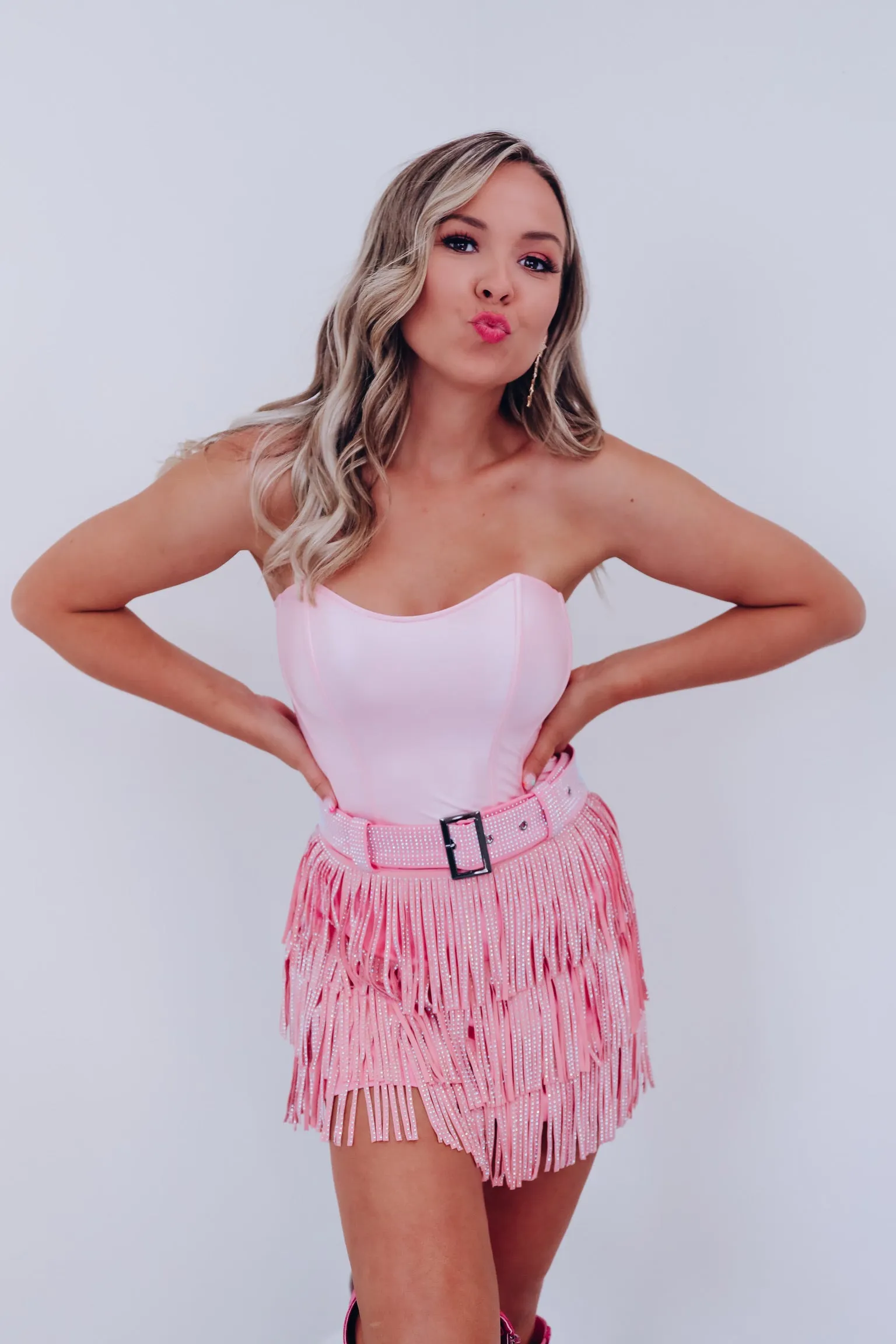 Farah Faux Leather Corset Top - Pink