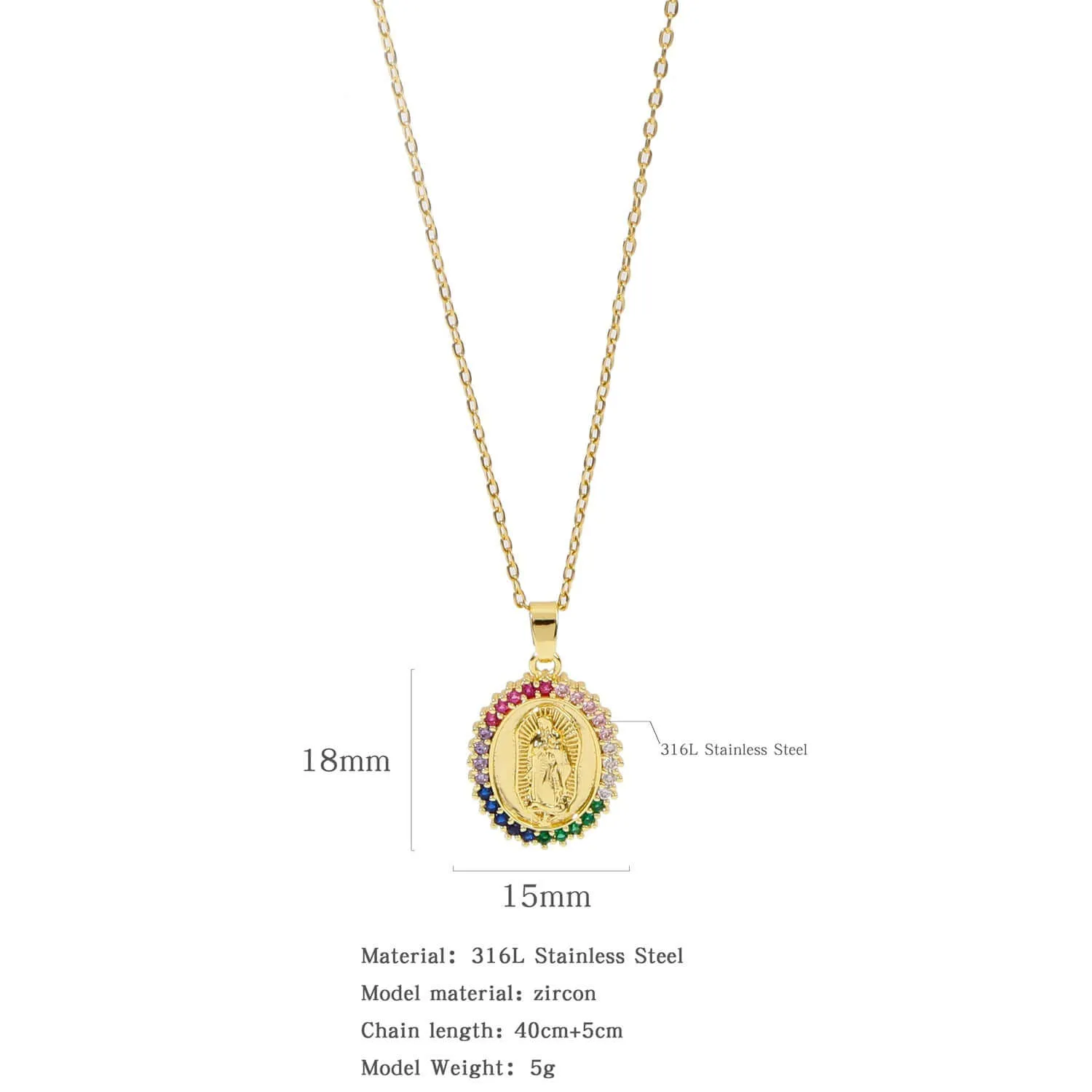 Fashion Retro Style Gold Virgencita Necklace