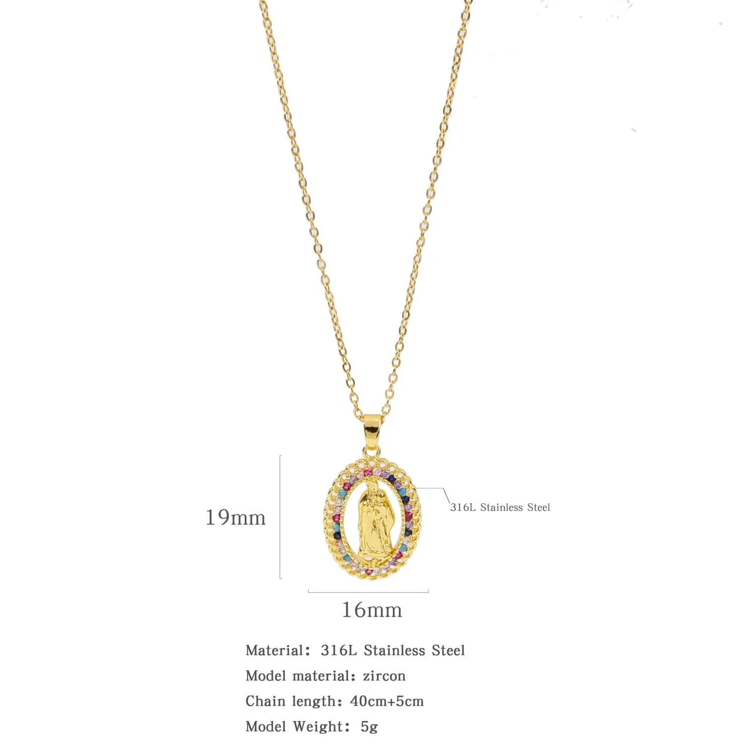 Fashion Retro Style Gold Virgencita Necklace