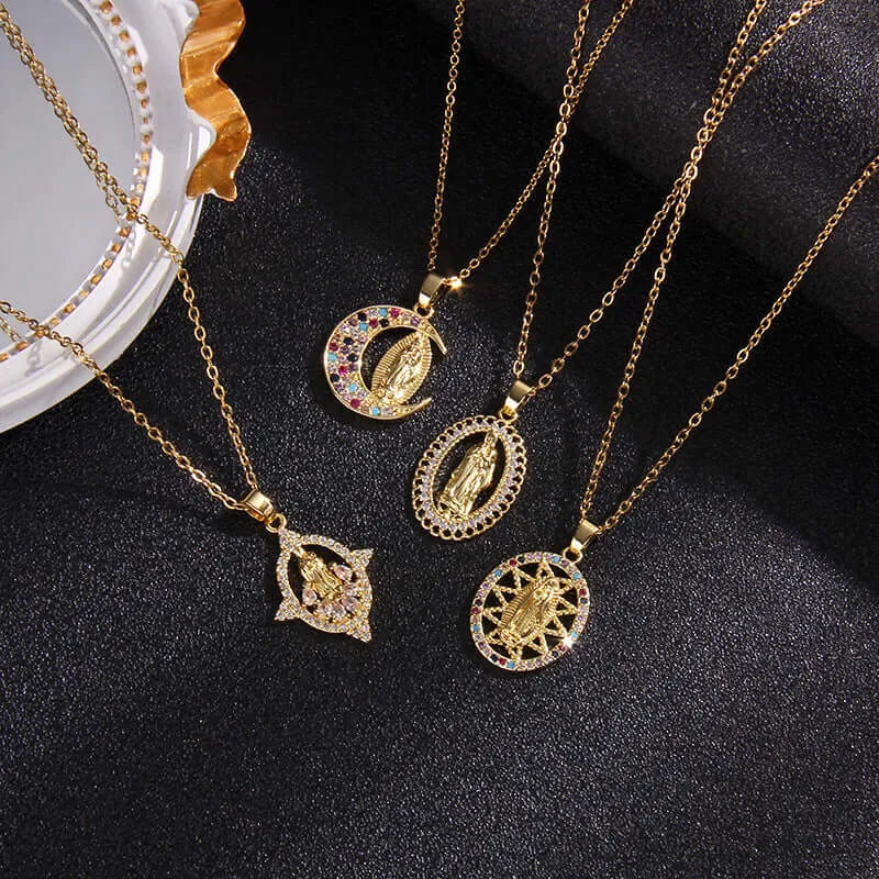 Fashion Retro Style Gold Virgencita Necklace