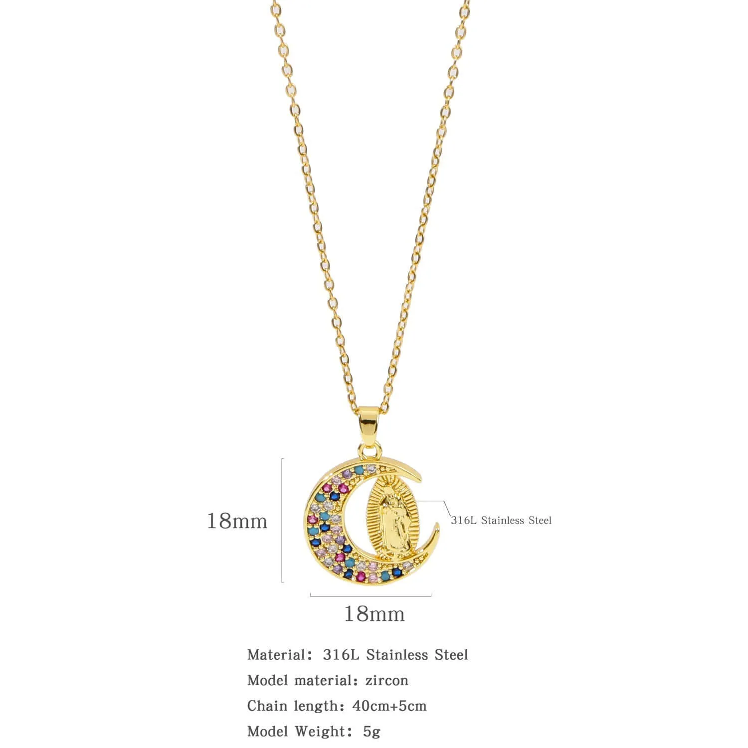 Fashion Retro Style Gold Virgencita Necklace
