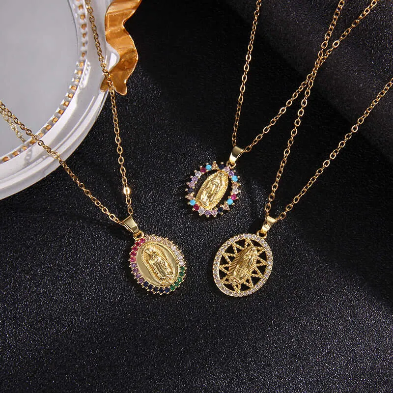 Fashion Retro Style Gold Virgencita Necklace
