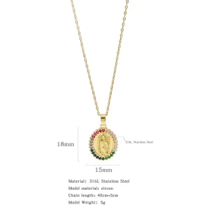 Fashion Retro Style Gold Virgencita Necklace