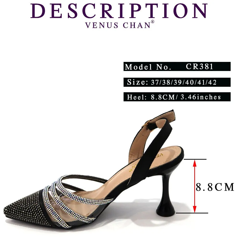 Fashionable New Design CR381 Italian Ladies Shoes and Bag to Match Classics Style Decorate with Rhinestone for Wedding Party