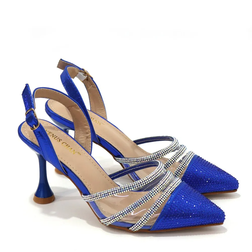 Fashionable New Design CR381 Italian Ladies Shoes and Bag to Match Classics Style Decorate with Rhinestone for Wedding Party