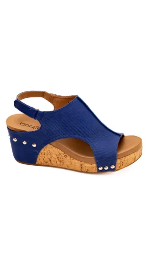 FINAL SALE: Canvas Carley Wedges by Corky's - Blue