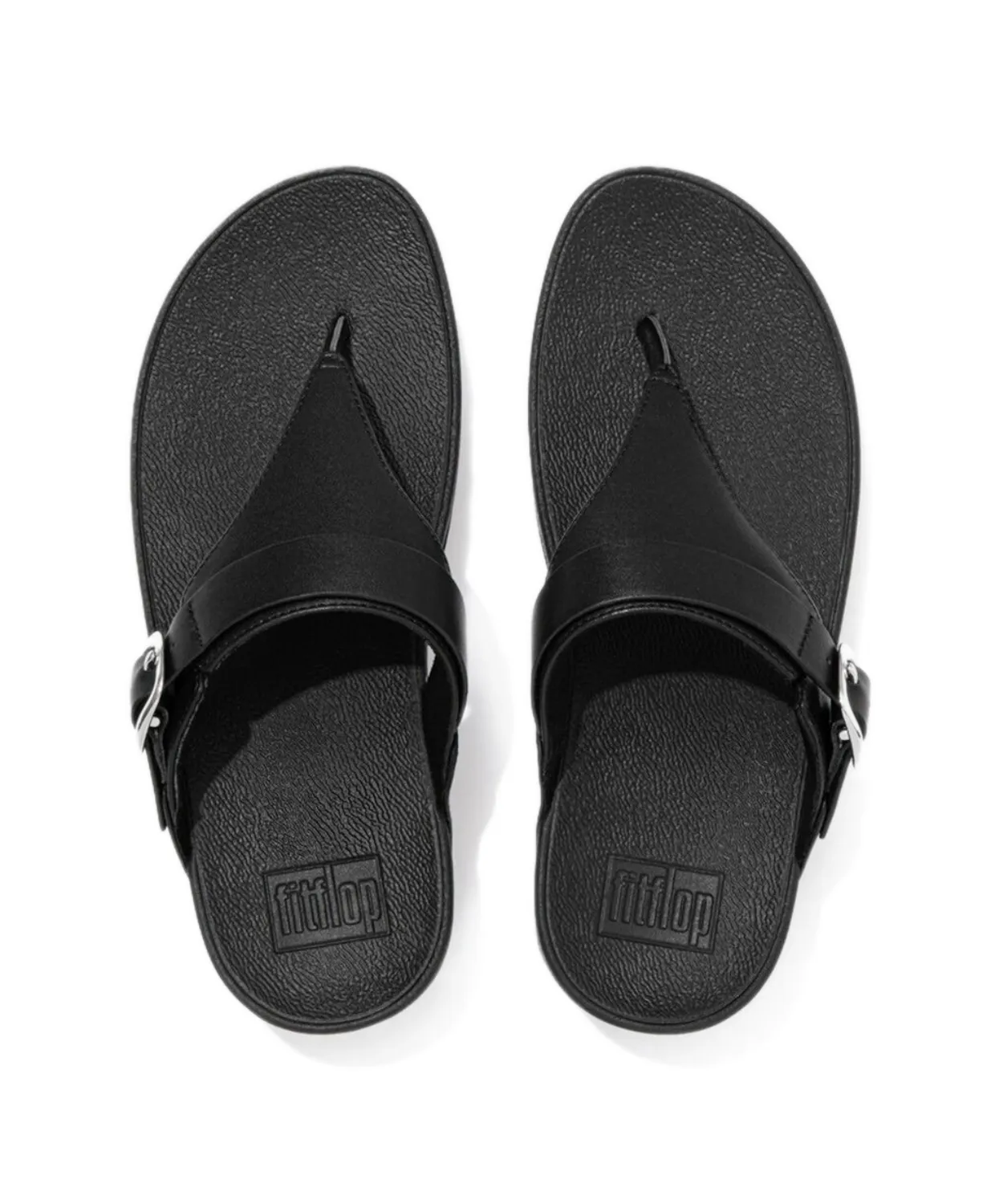 Fitflop Lulu Adjustable Leather Toe Post Sandals Black