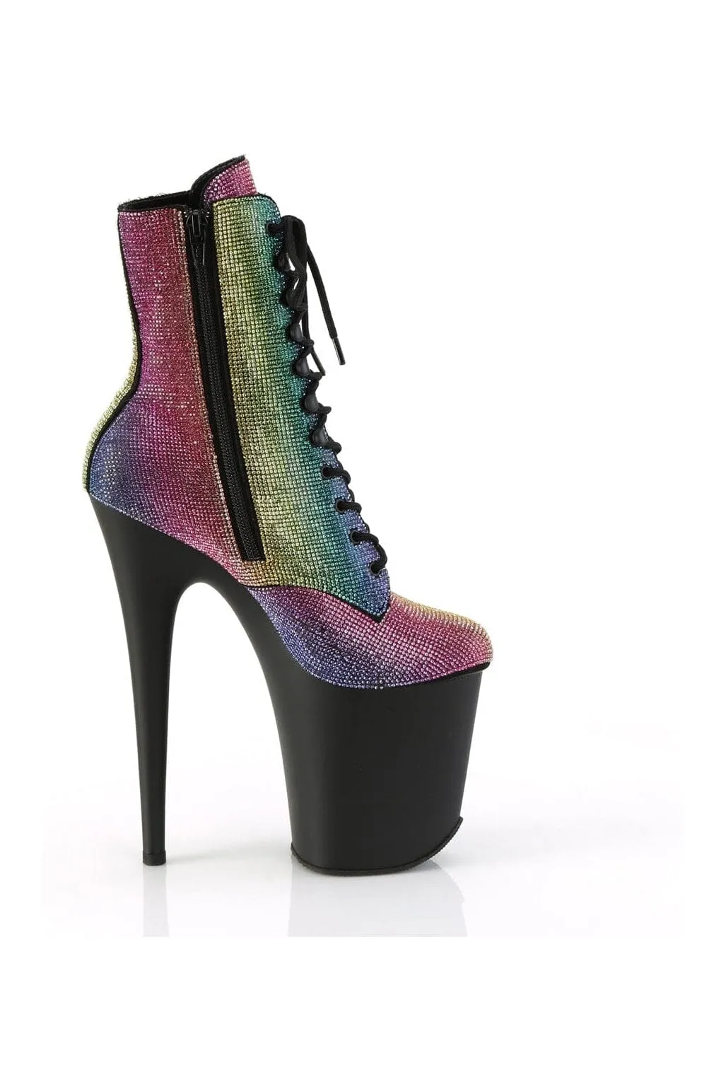 FLAMINGO-1020RS Rainbow Rhinestone Ankle Boot