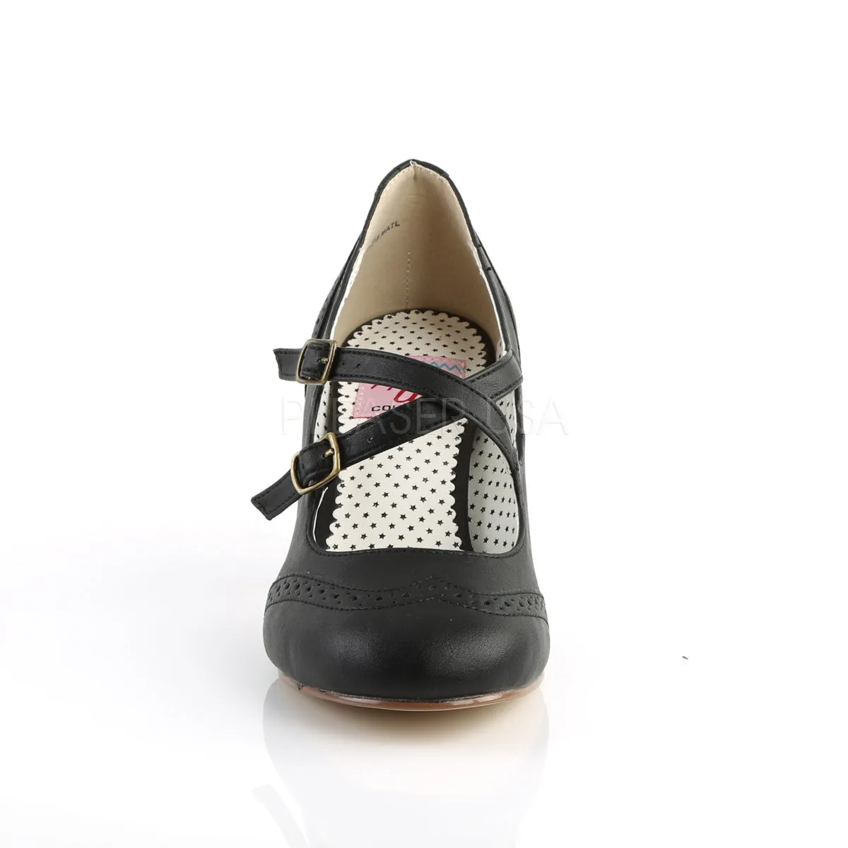 FLAPPER-35  Black Faux Leather