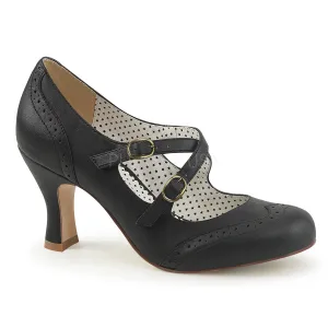 FLAPPER-35  Black Faux Leather