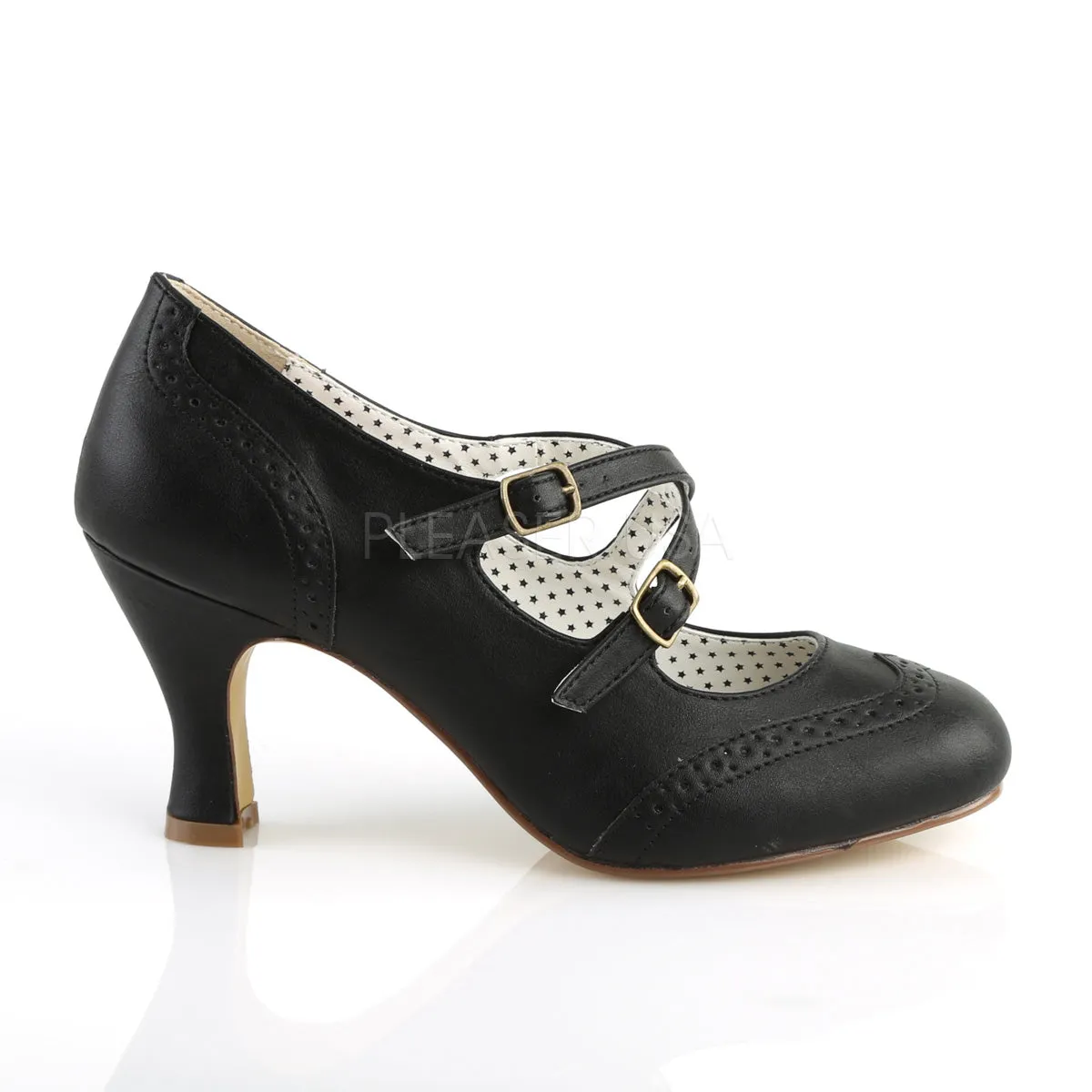 FLAPPER-35  Black Faux Leather