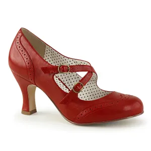 FLAPPER-35  Red Faux Leather