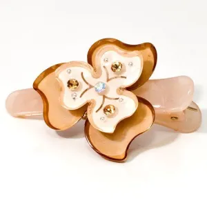 Flower Shaped Acrylic Beak Clip with Crystals - 1 piece