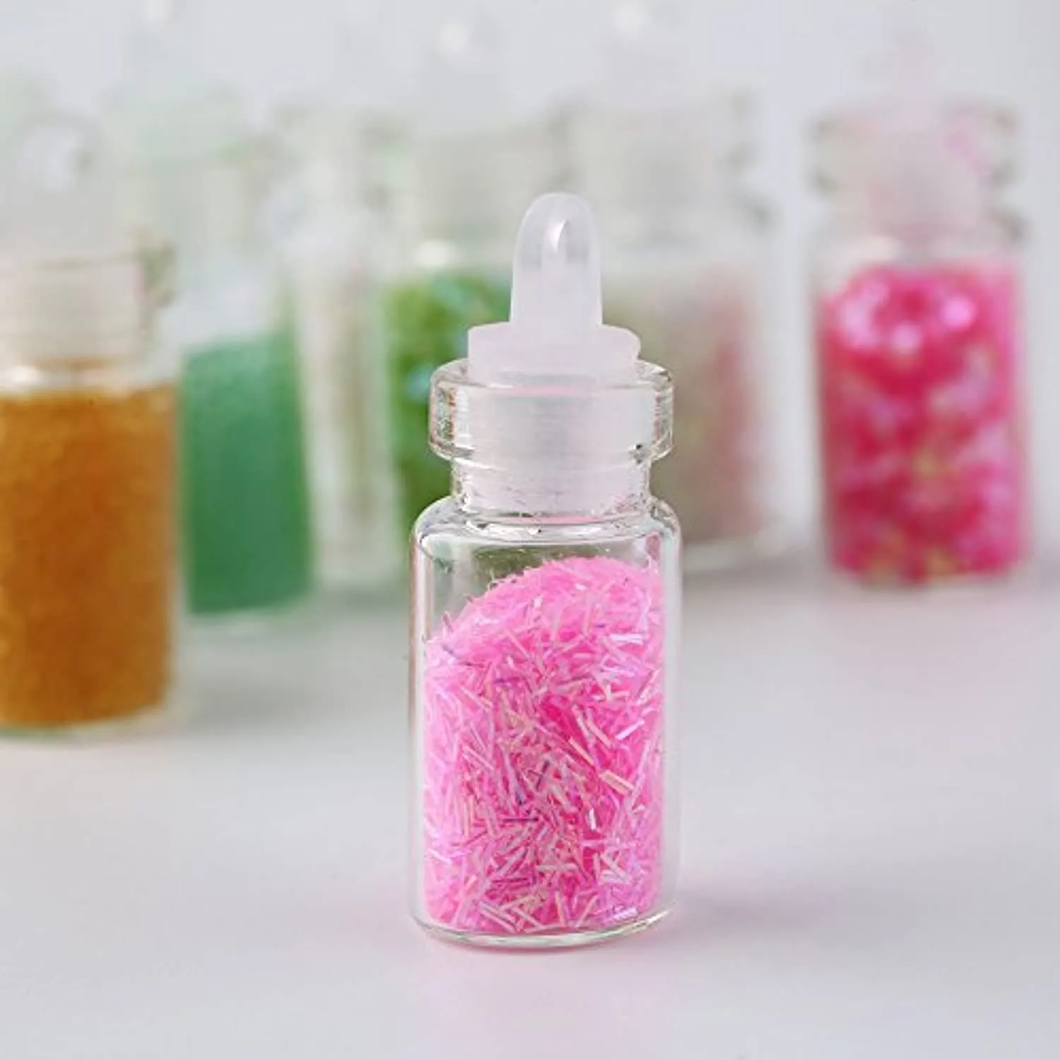 FlyItem 48 Bottles/Set DIY Nail Art Charms Kit Contain Random Nail Art Pearl Sequin Nail Glitter Powder Acrylic Rhinestone Decoration Kit Makeup Cosmetic Tool