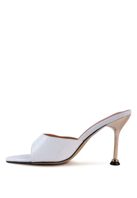 French Cut High Heel Croc Slip-on Sandals