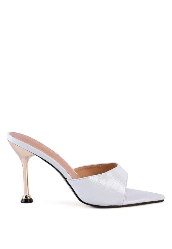 French Cut High Heel Croc Slip-on Sandals