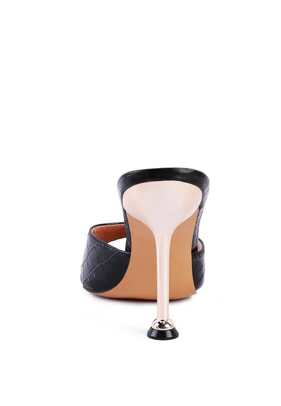 French Cut High Heel Croc Slip-on Sandals