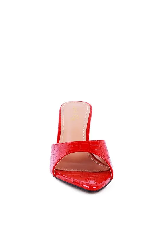 French Cut High Heel Croc Slip-on Sandals