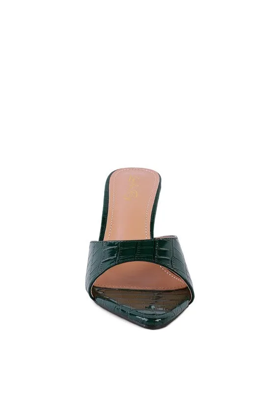 French Cut High Heel Croc Slip-on Sandals