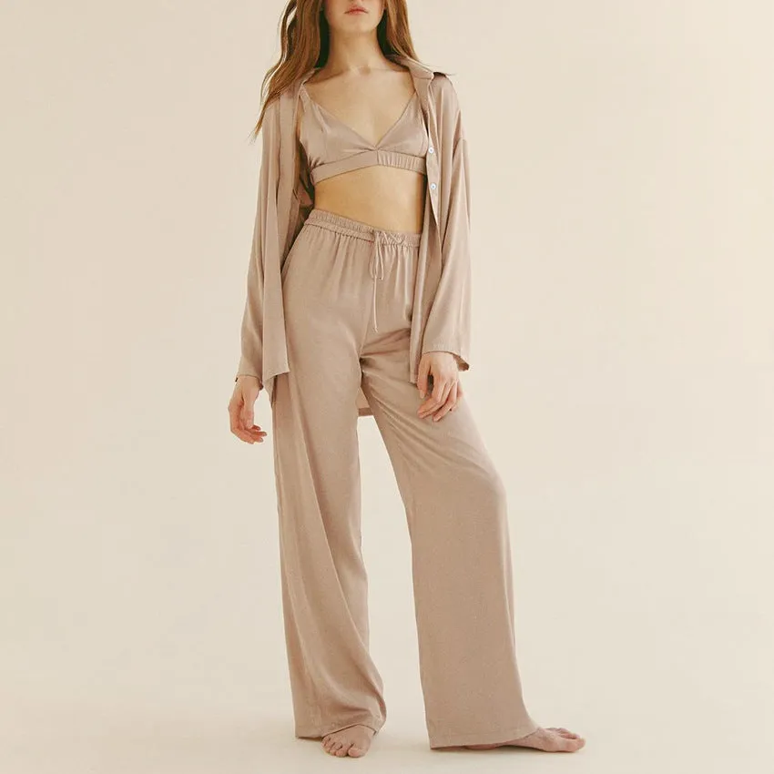 French Fashion Temperament Three-piece Pajamas Silk Jane
