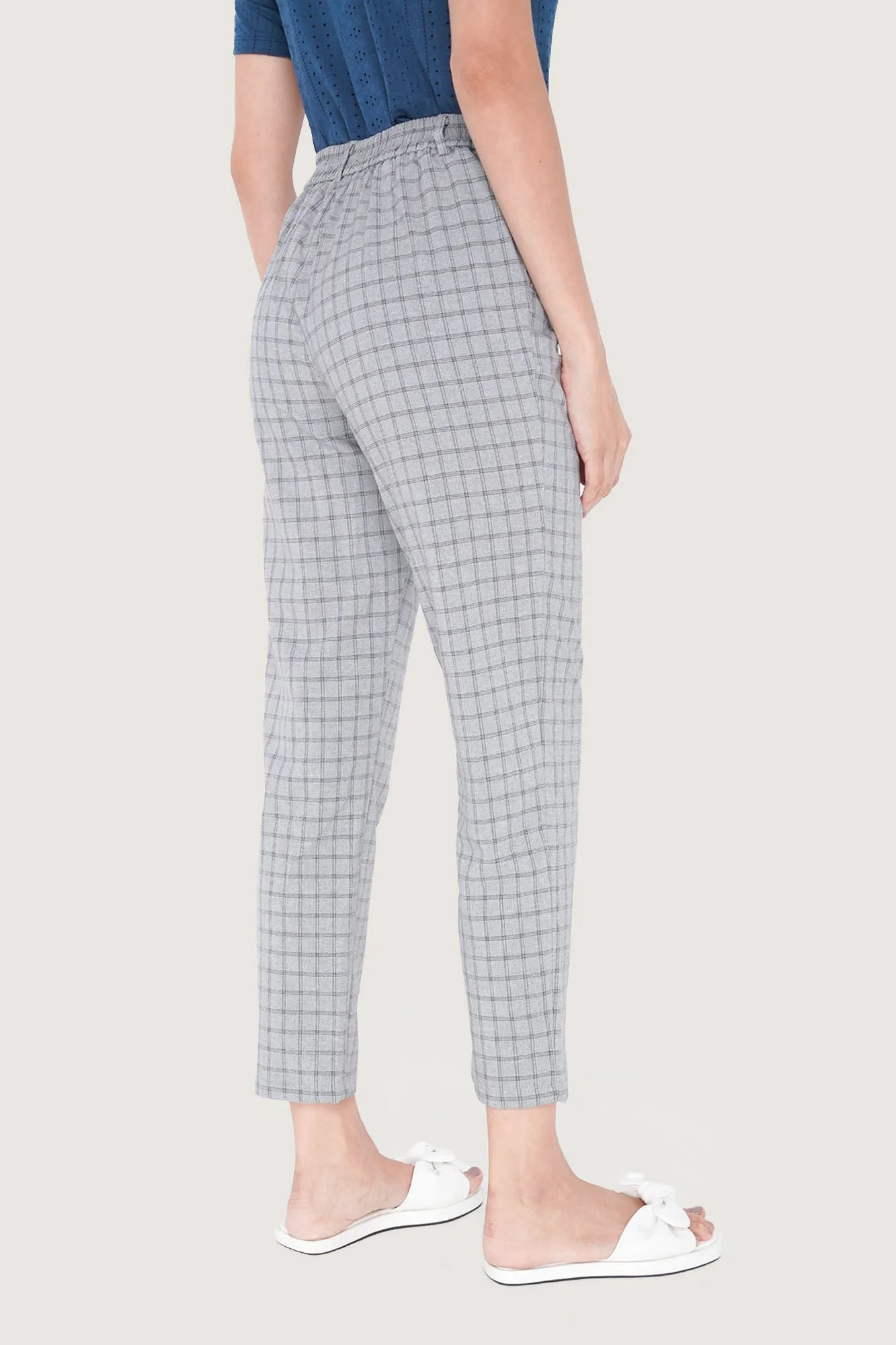 Full Length Checkered Pull Up Cozy Pants