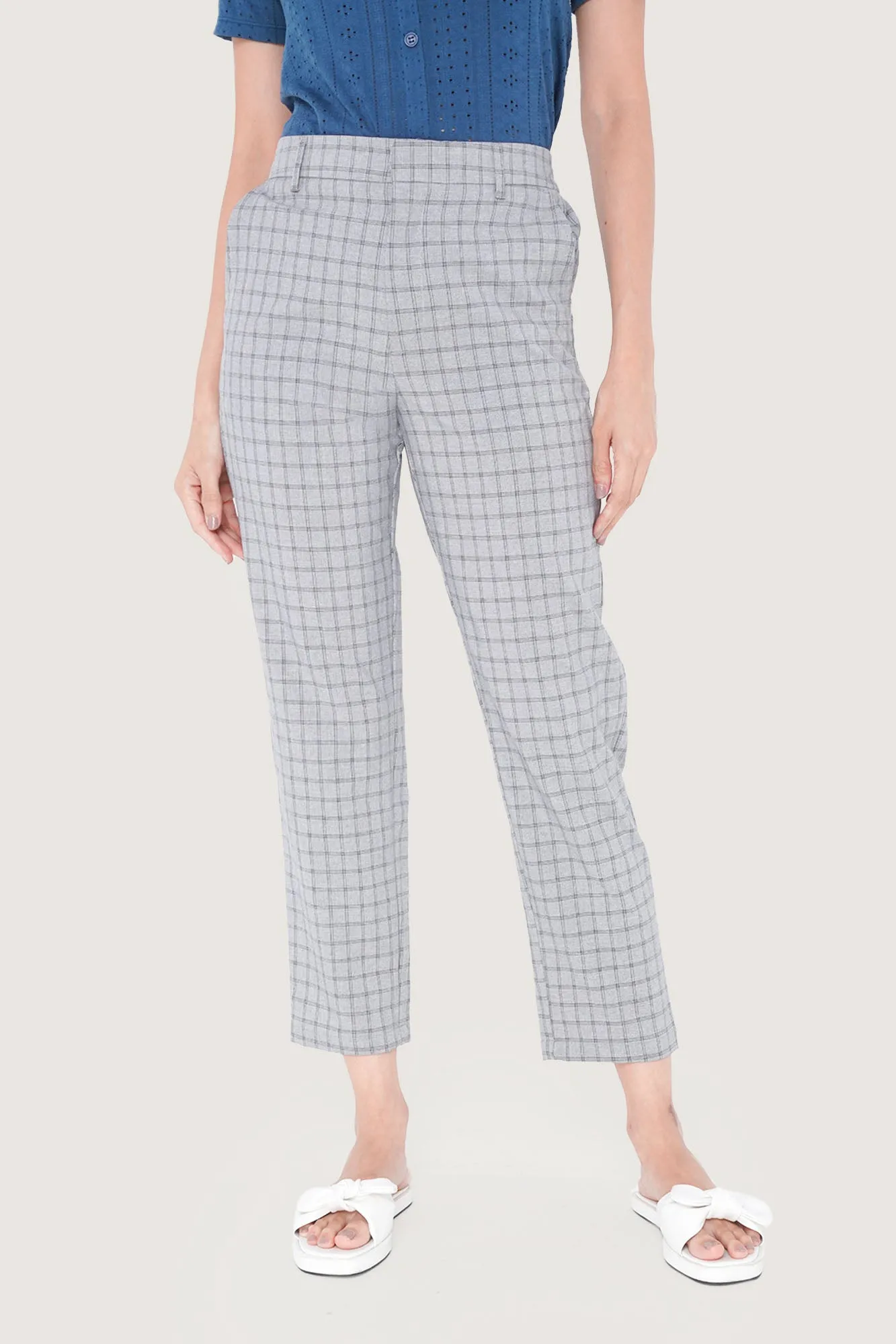 Full Length Checkered Pull Up Cozy Pants