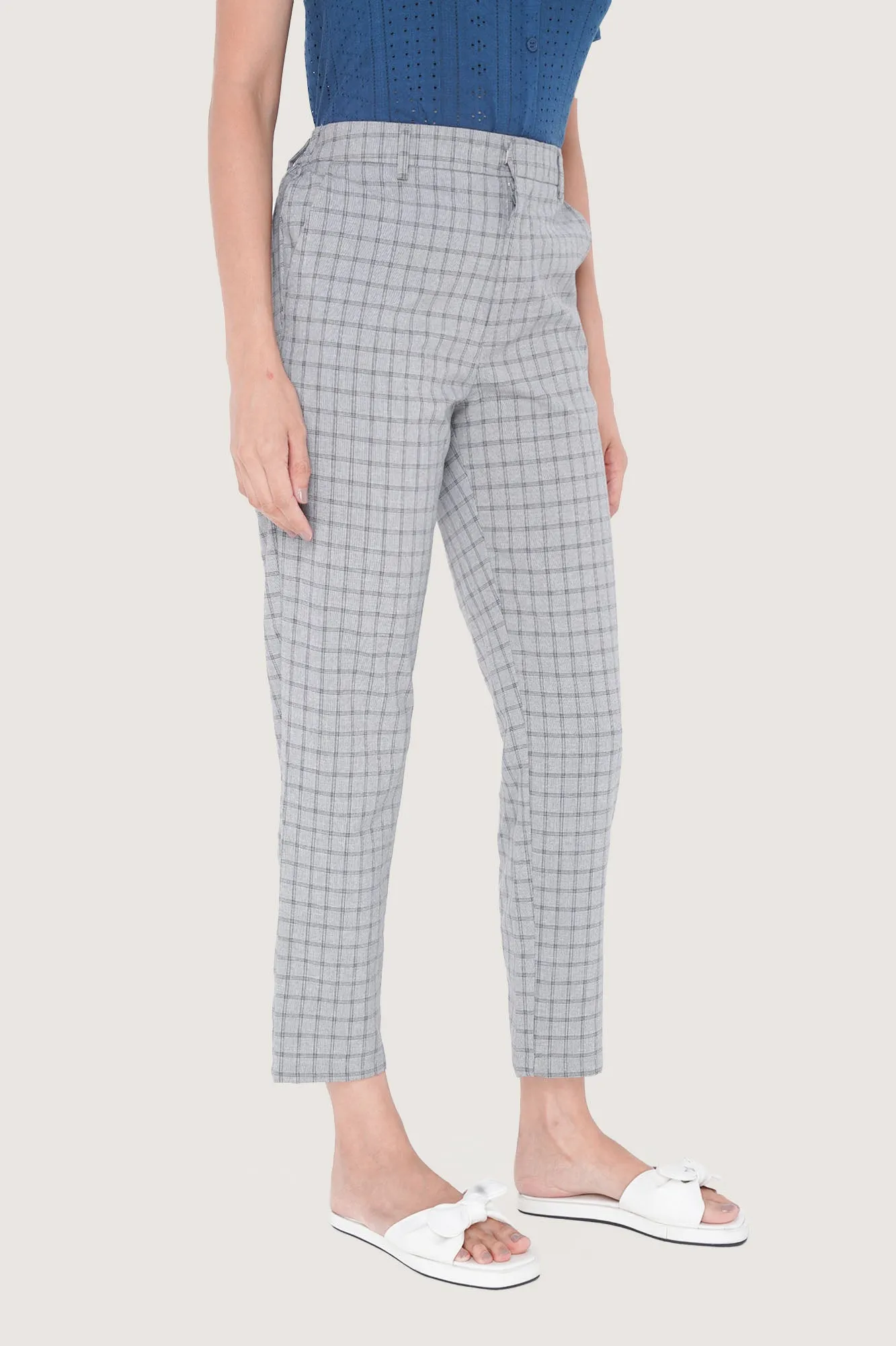 Full Length Checkered Pull Up Cozy Pants