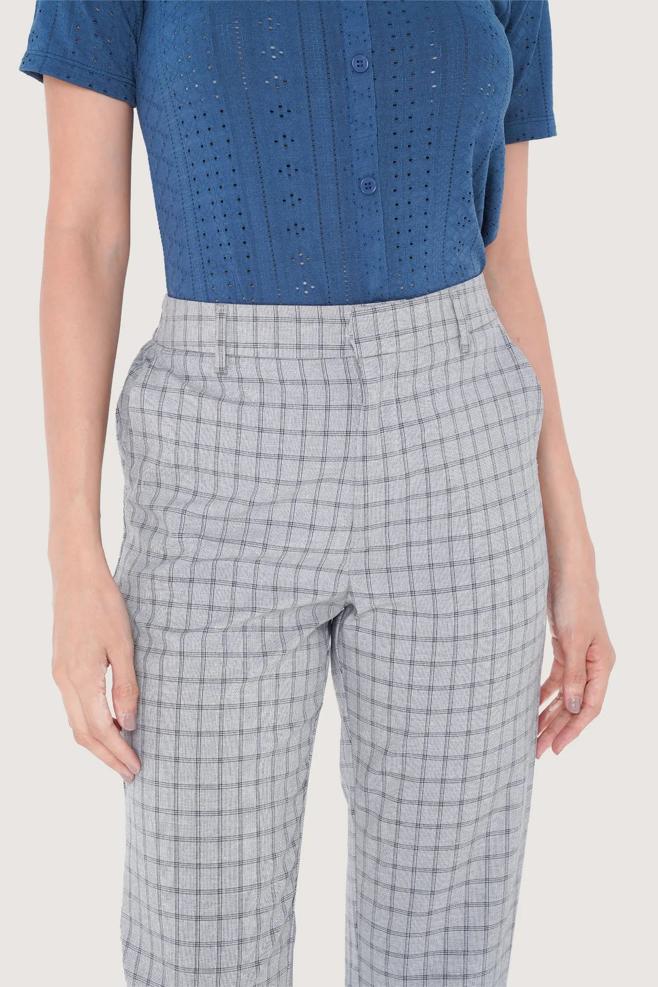 Full Length Checkered Pull Up Cozy Pants