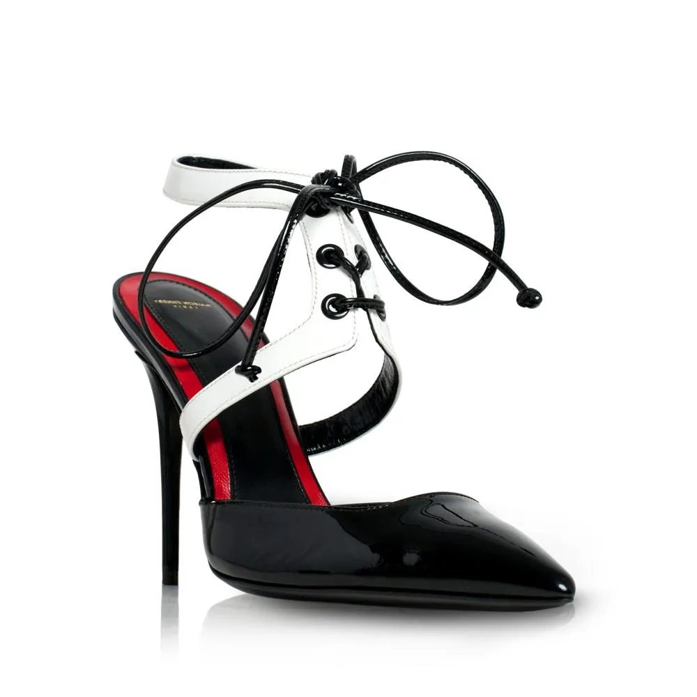 Gatsby Sandal 100 Mm Black/White Patent Leather