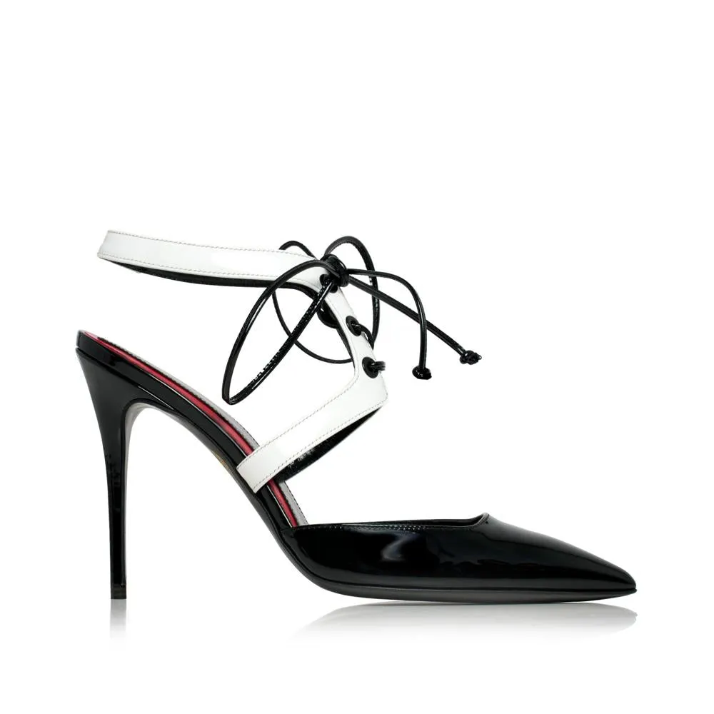 Gatsby Sandal 100 Mm Black/White Patent Leather