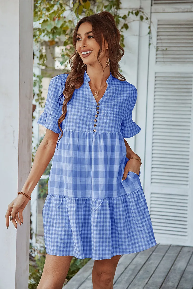 Genista French Doll Mini Dress - Blue