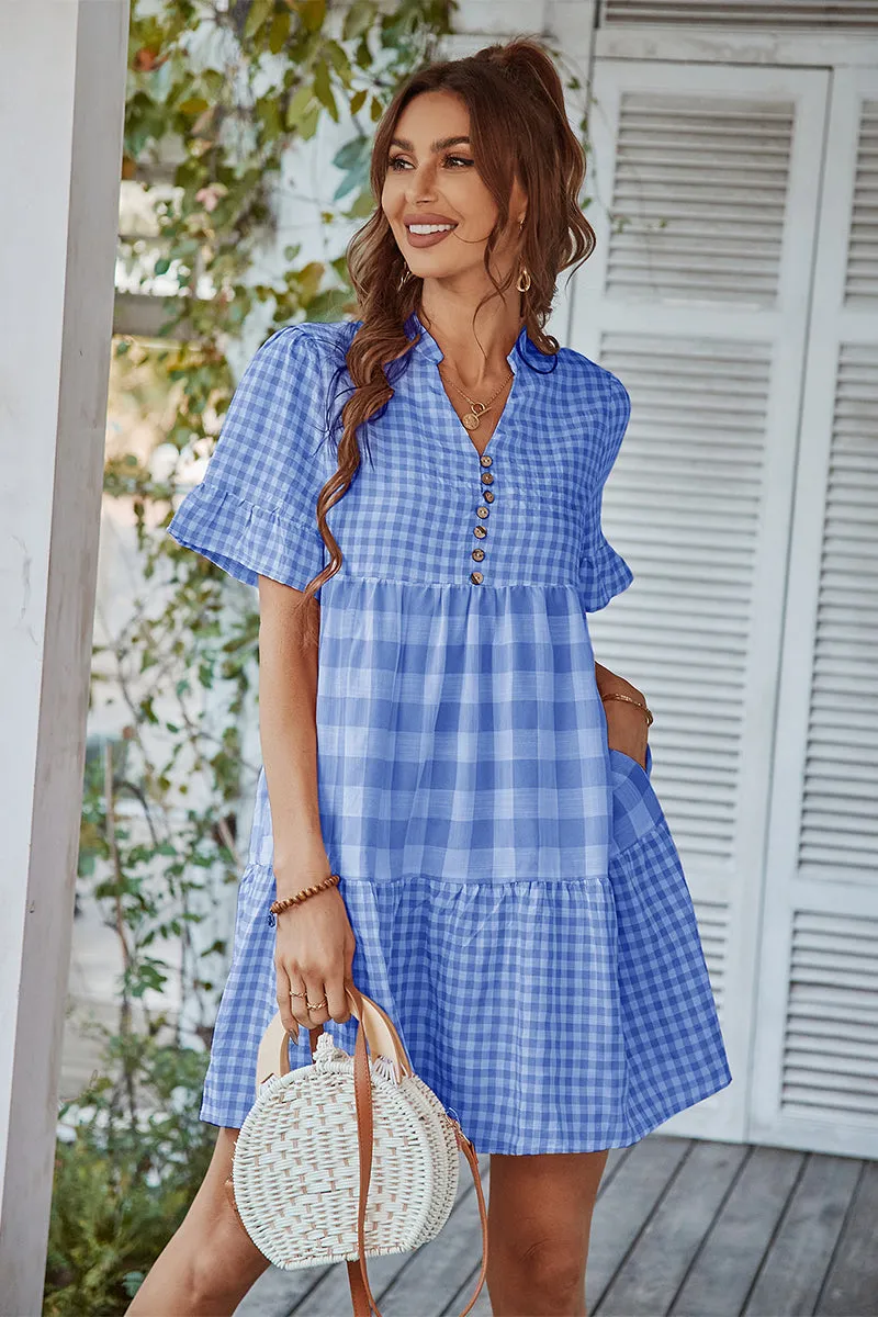 Genista French Doll Mini Dress - Blue