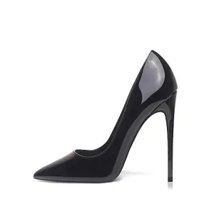 GENSHUO Women Fashion Pointed Toe High Heel Pumps Sexy Slip On Stiletto Party Shoes (All Black, Numeric_9)