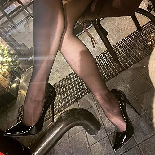 GENSHUO Women Fashion Pointed Toe High Heel Pumps Sexy Slip On Stiletto Party Shoes (All Black, Numeric_9)