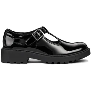Geox Casey Patent T Bar Buckle School Shoe