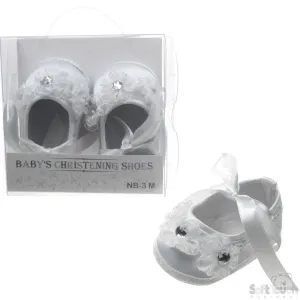 GIRLS SATIN CHRISTENING SHOES: B96-CR