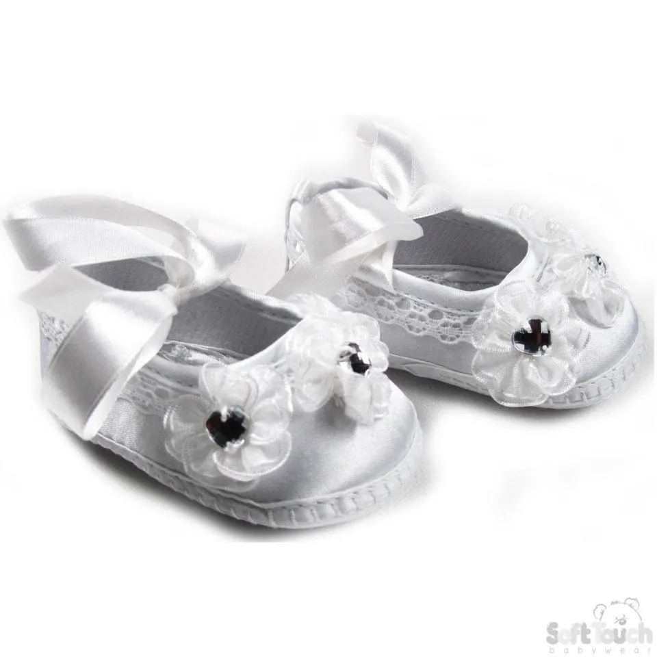 GIRLS SATIN CHRISTENING SHOES: B96-CR