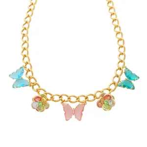 Glass butterfly necklace