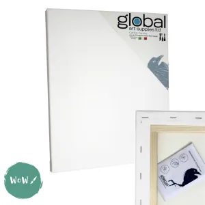 Global Arts 18mm Deep Artists White Primed Stretched Cotton Canvas PACK of 4 - 24 x 30"