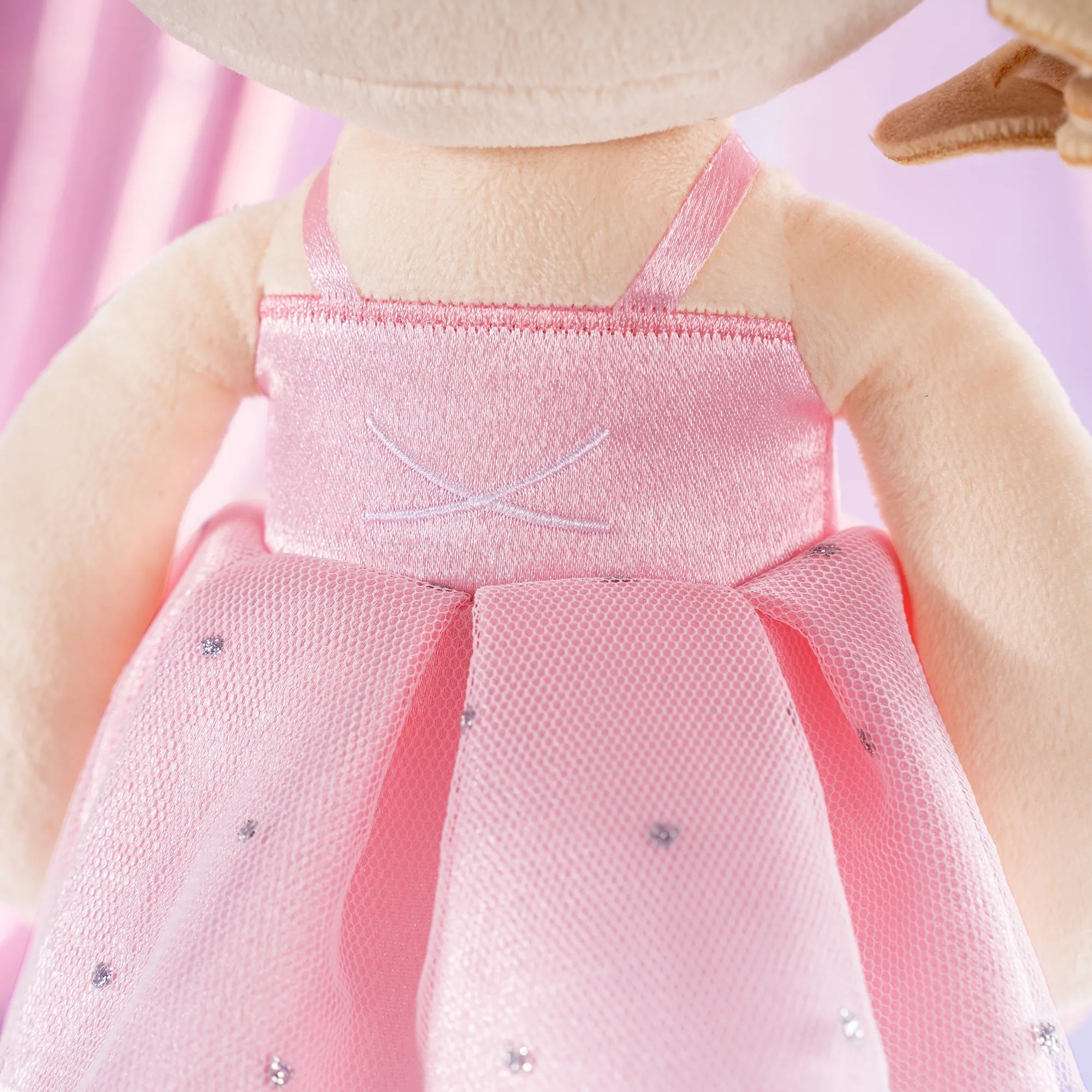 Gloveleya 14-inch Plush Dolls Curly Ballerina Series Peach Ballet Dream